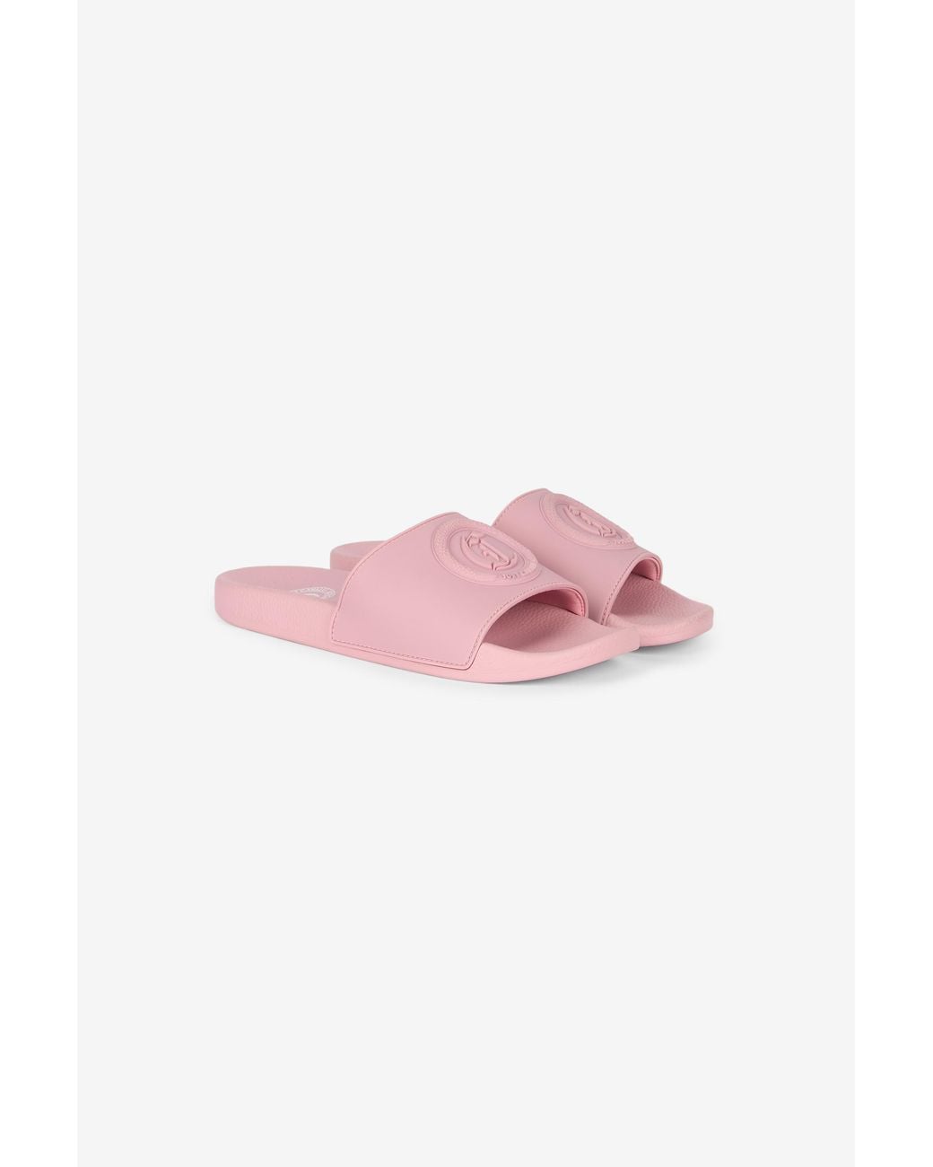 Roberto Cavalli Pink Sliders With Jc Monogram And Logo