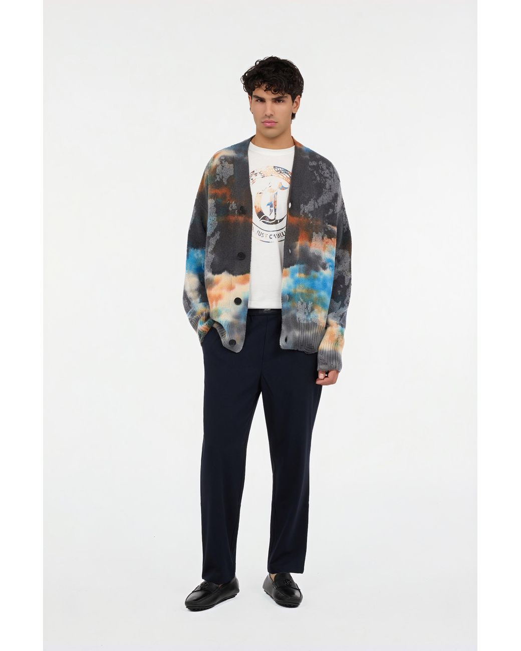 Roberto Cavalli Multicolor Sweater With Rusty Stain Print for men