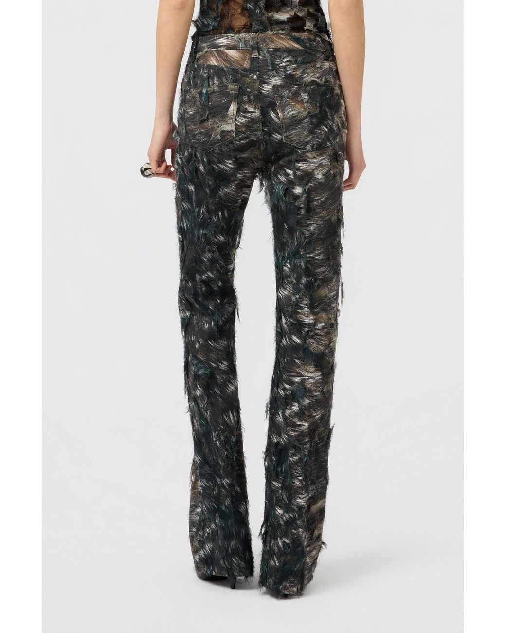 Roberto Cavalli Black Fur Print Jeans