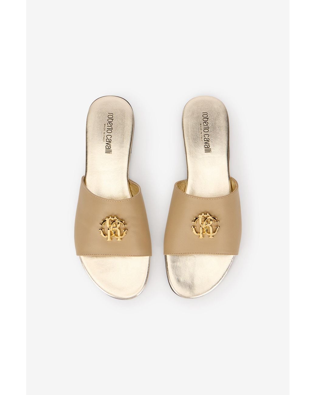 Roberto Cavalli Multicolor Leather Sandals With Logo