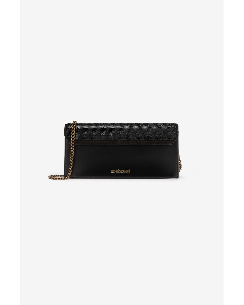 Roberto Cavalli Black Leather Mini Bag With Shoulder Strap
