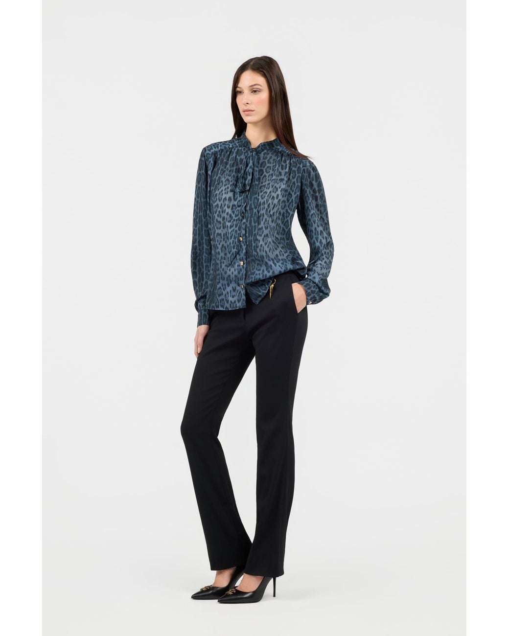 Roberto Cavalli Blue Jaguar Print Shirt