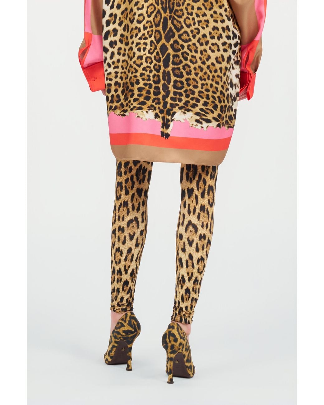 Roberto Cavalli Multicolor Jaguar Print Leggings
