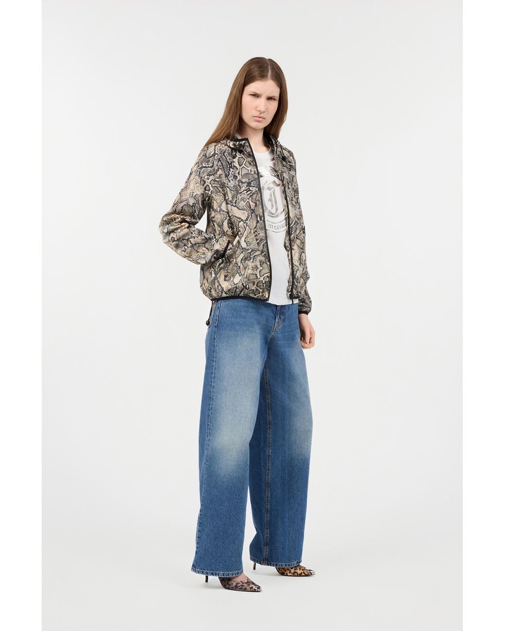 Chaqueta Con Capucha Y Estampado Python Roberto Cavalli de color Multicolor