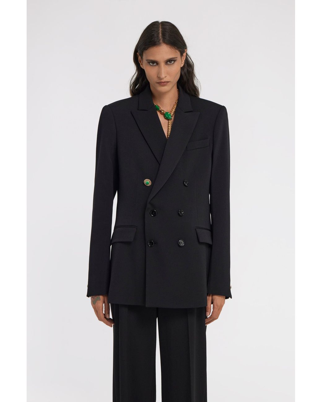 Roberto Cavalli Black Double-Breasted Blazer