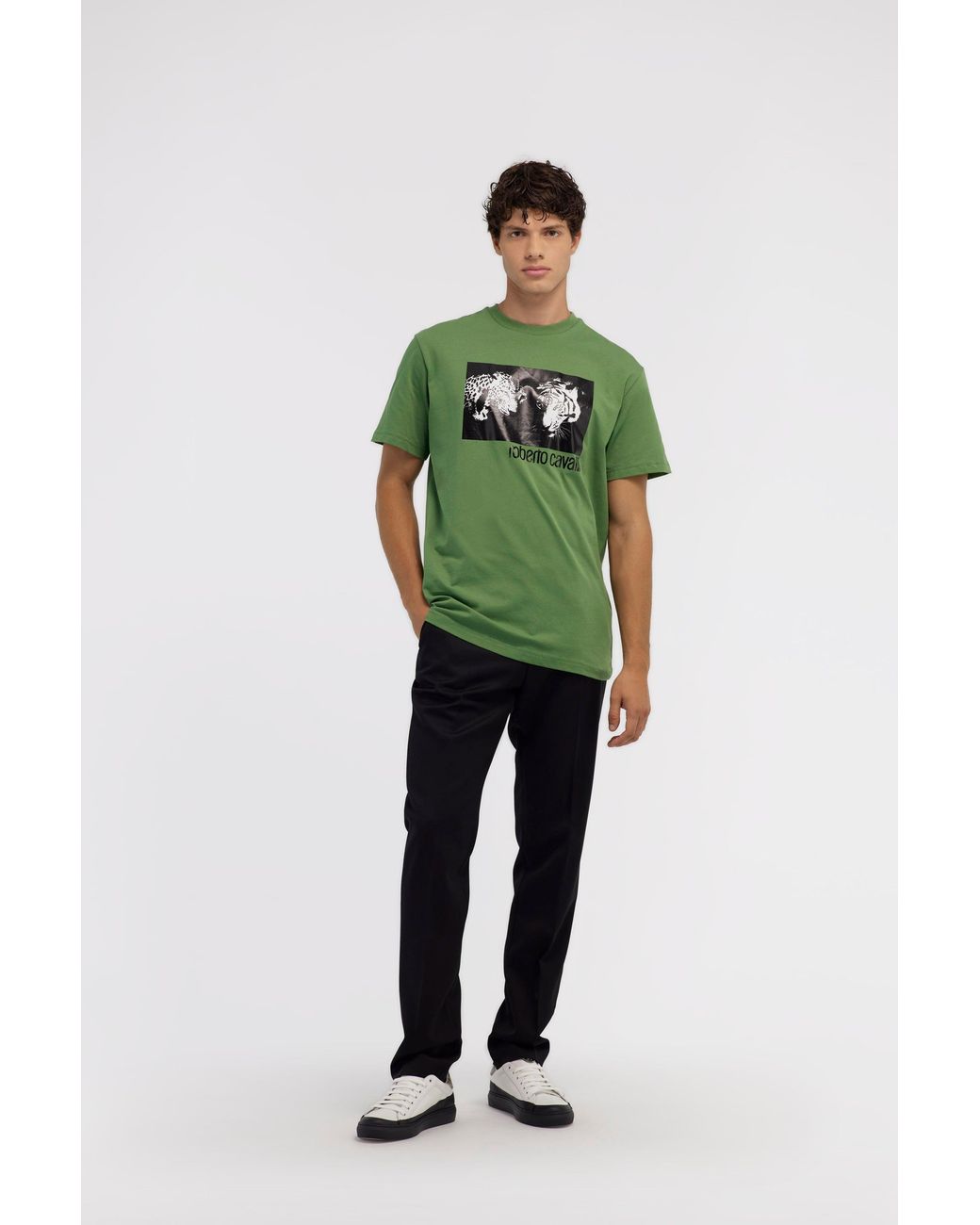 Roberto Cavalli Black Tiger Tooth Tailored Trousers for men