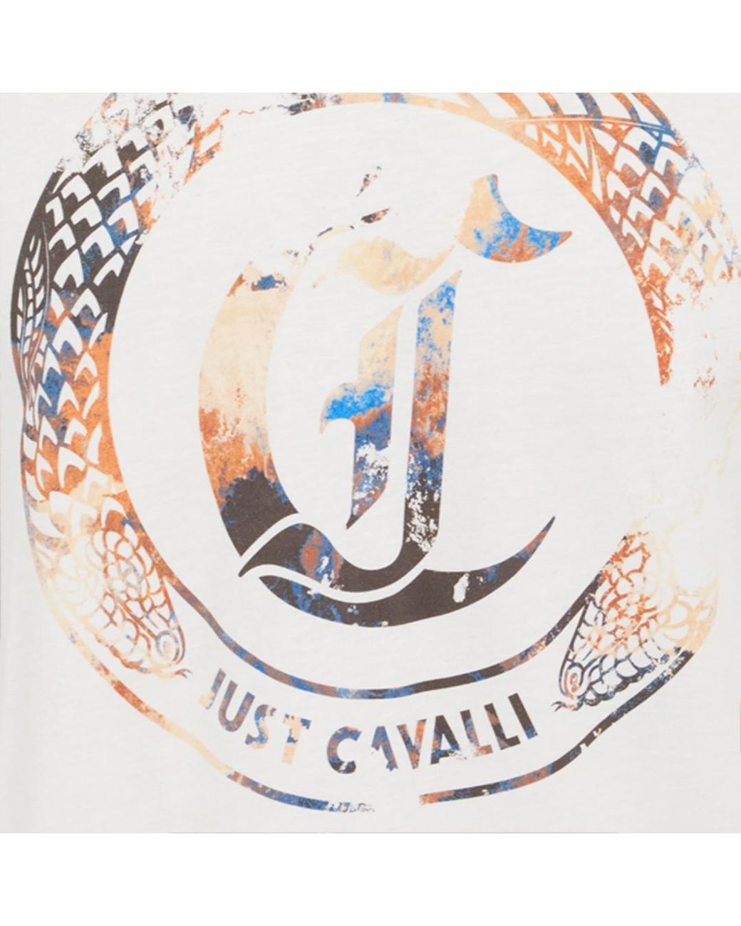 Roberto Cavalli White T-Shirt With Jc Monogram And Logo for men