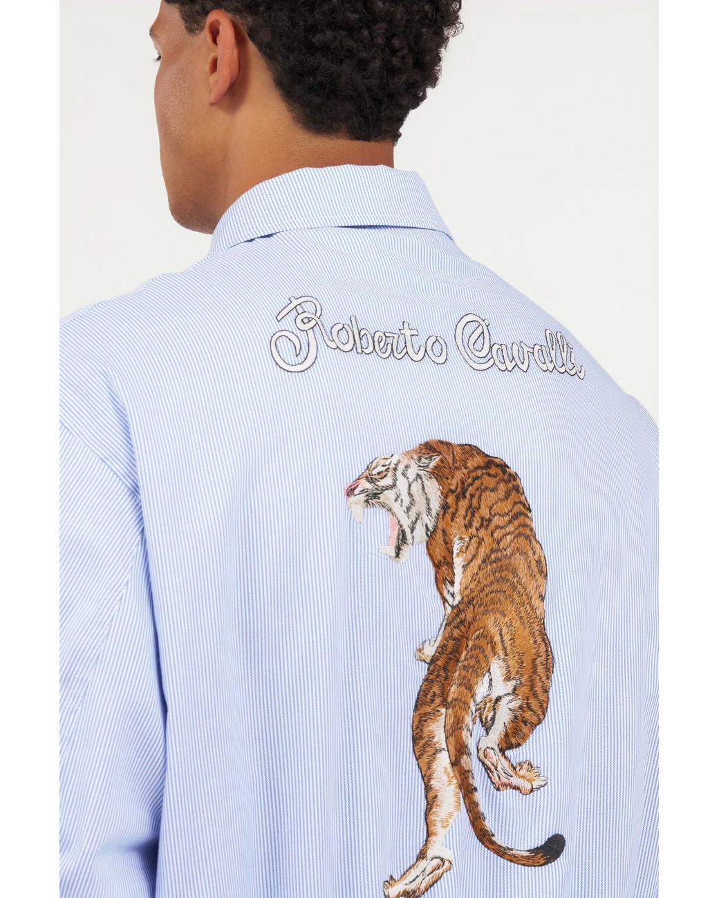Roberto Cavalli Blue Reversible Bomber Jacket With Baby Jaguar Print for men