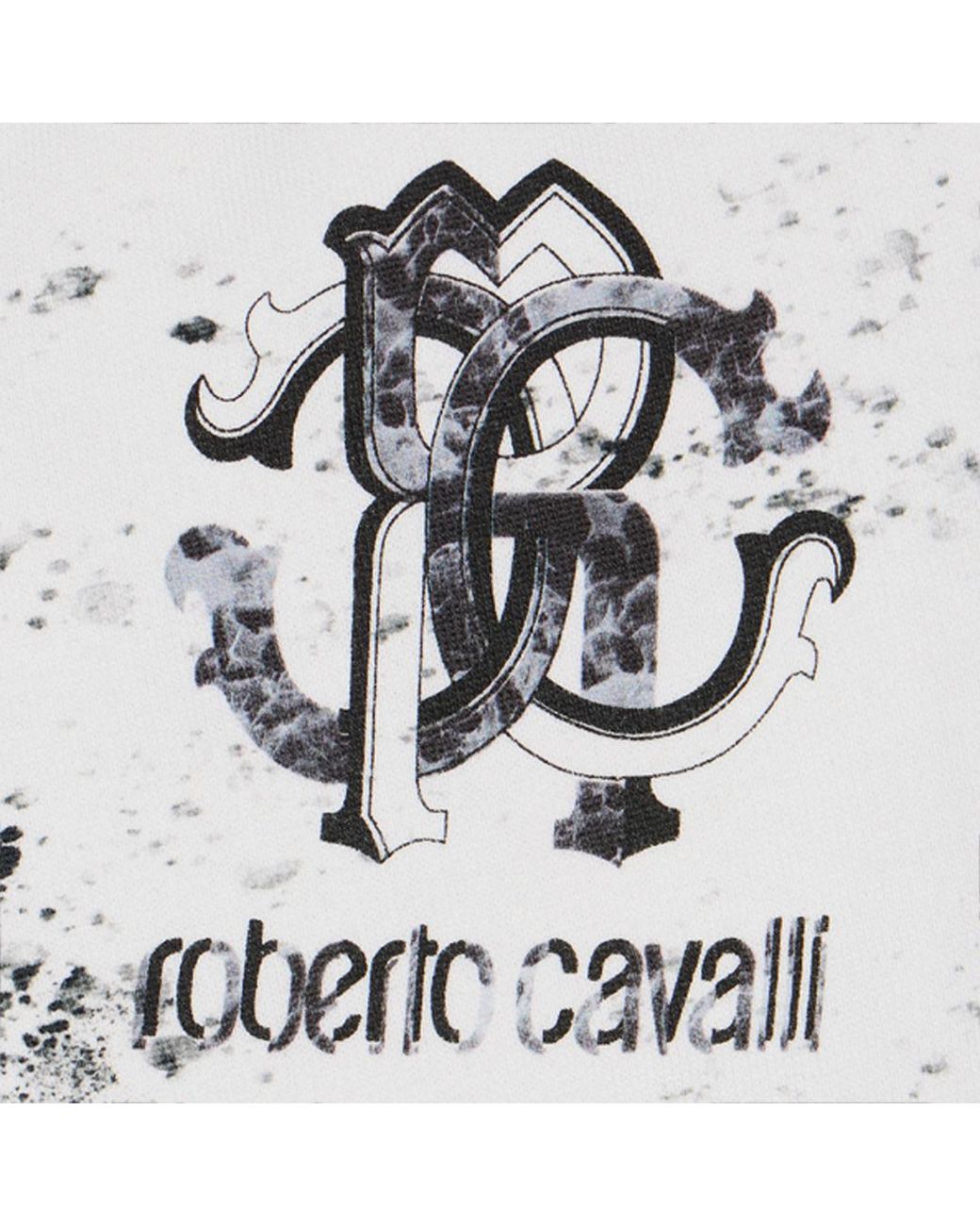 Roberto Cavalli White Splatter Print Trousers With Monogram Rc for men