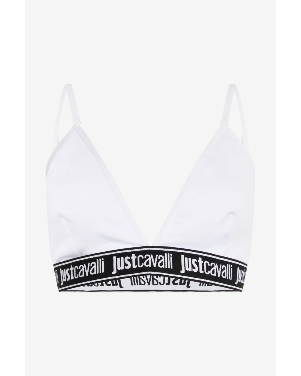 Roberto Cavalli White Triangle Bra Logo Band