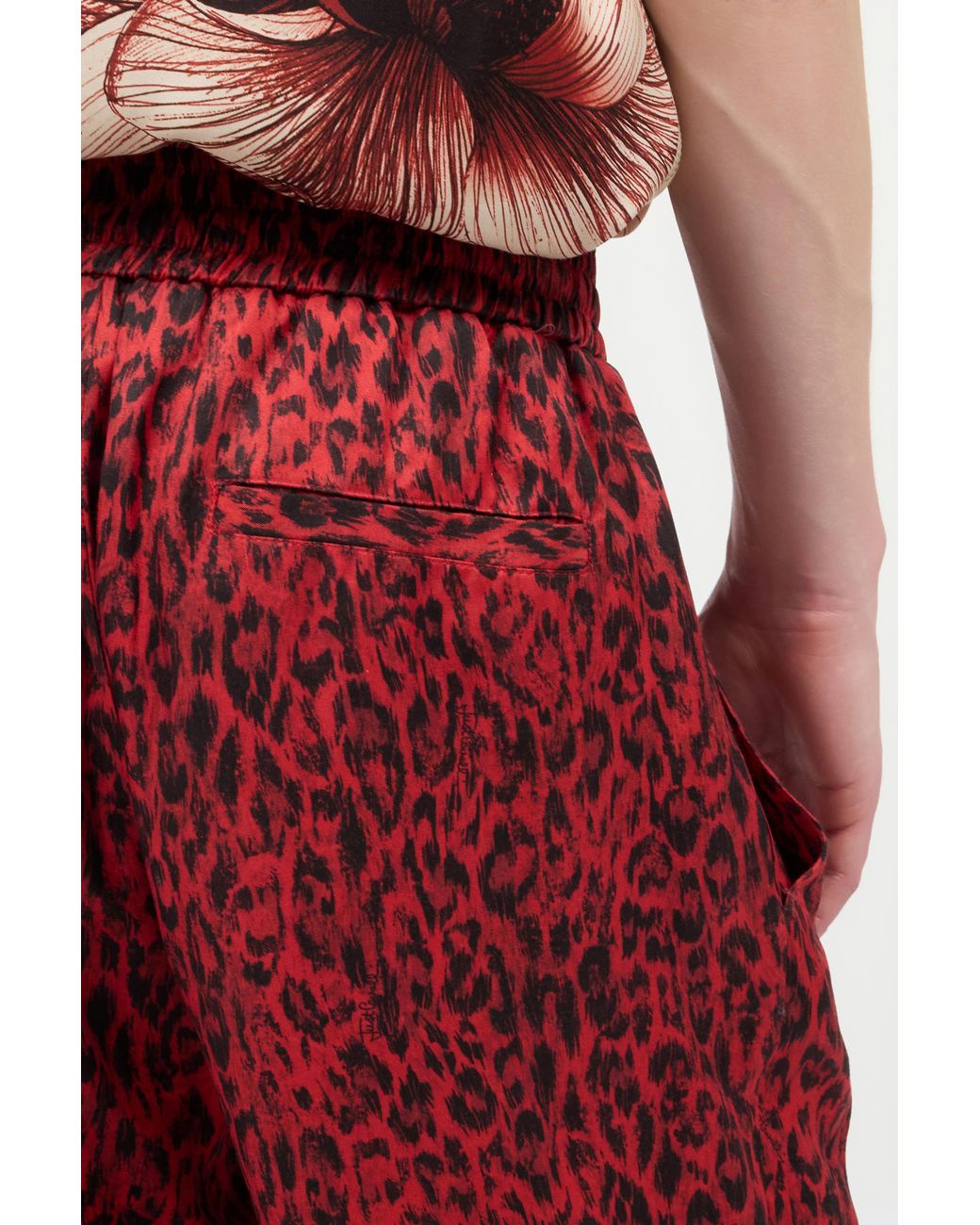 Roberto Cavalli Red Shorts With Jaguar Skin Print for men