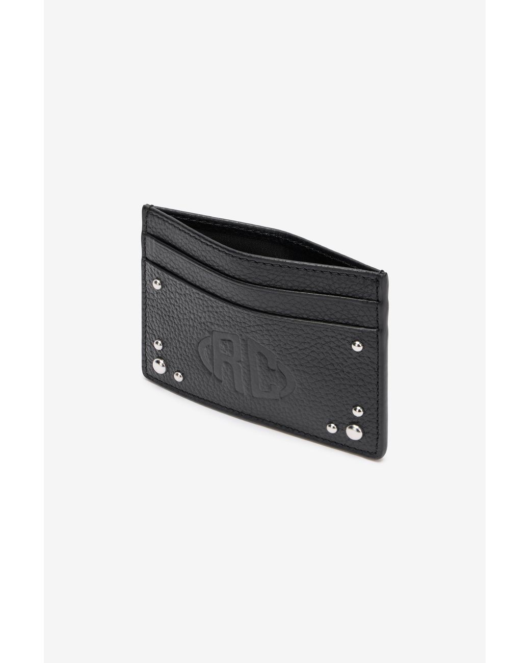 Roberto Cavalli Black Flat Card Holder With Studs for men