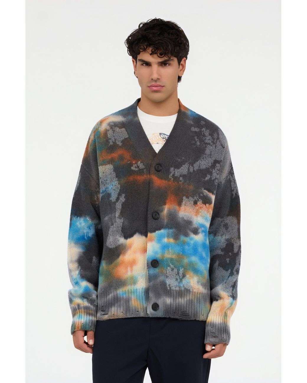 Roberto Cavalli Multicolor Sweater With Rusty Stain Print for men