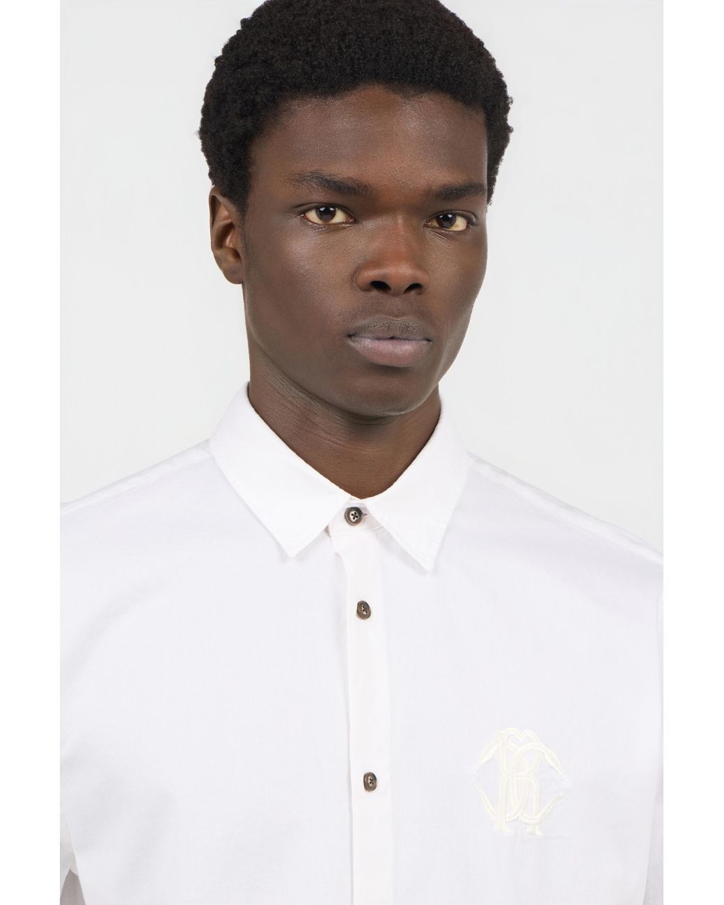 Roberto Cavalli Blue Shirt With Monogram Rc Embroidery for men