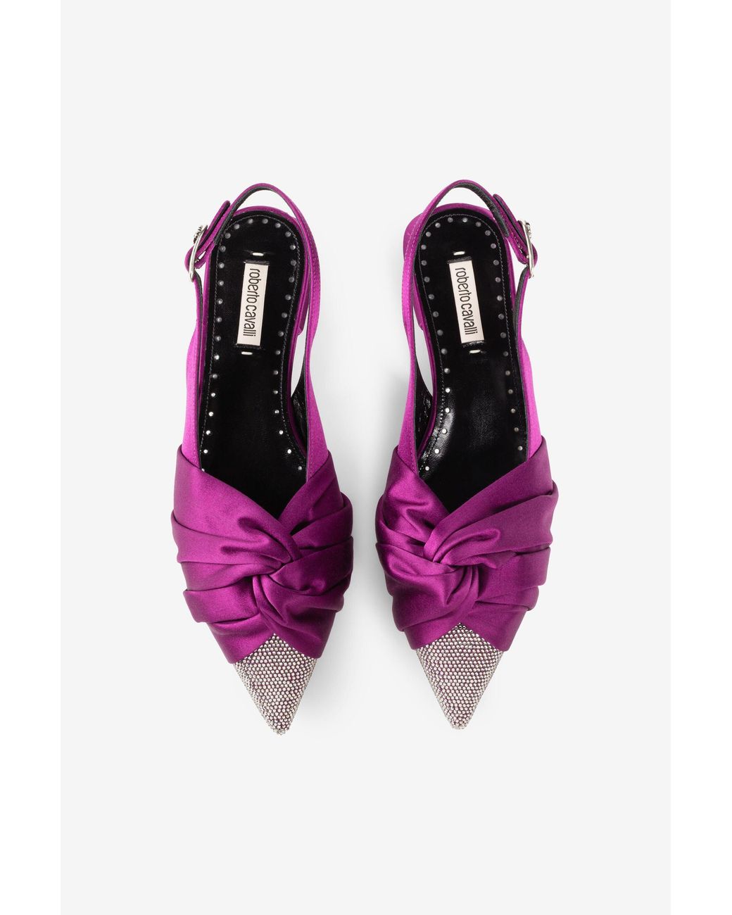 Roberto Cavalli Purple Knot-Detail Crystal-Embellished Ballerina Shoes
