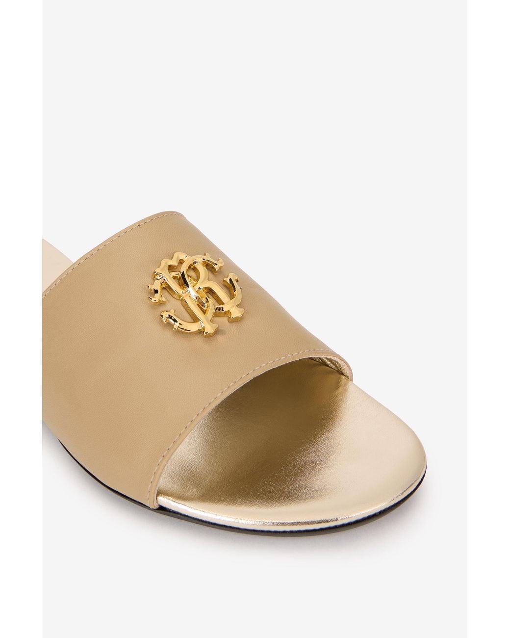 Roberto Cavalli Multicolor Leather Sandals With Logo