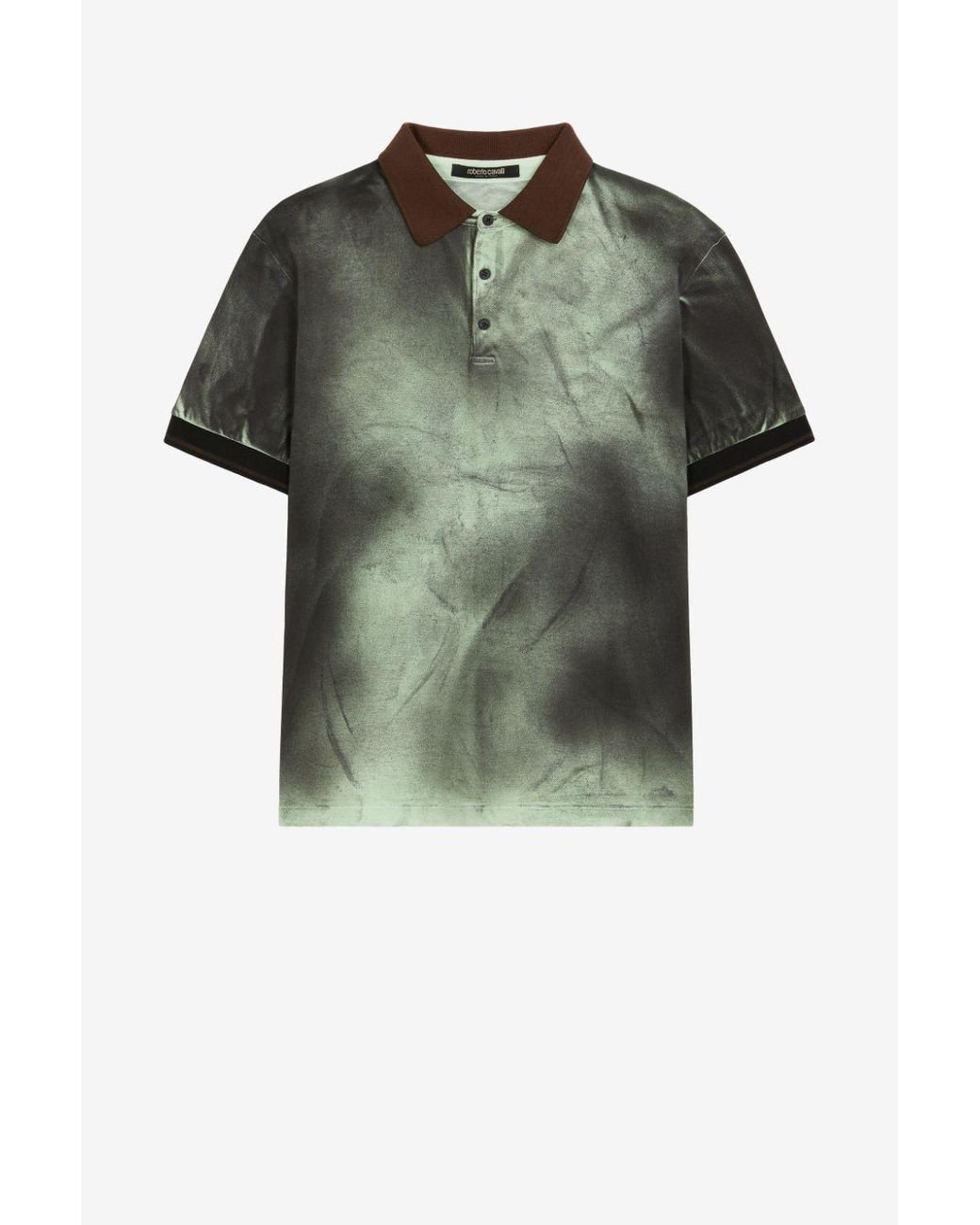 Roberto Cavalli Men's Big Stithcwork Logo Polo Shirt Size S New with Tag