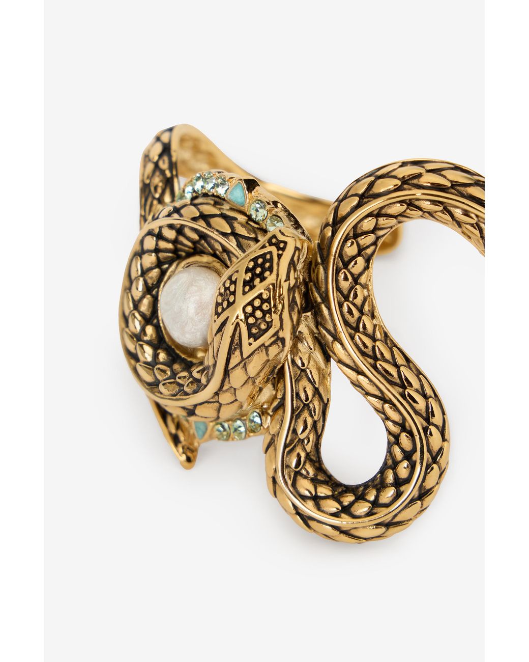 Roberto Cavalli Metallic Inlaid Brass Serpent Bracelet