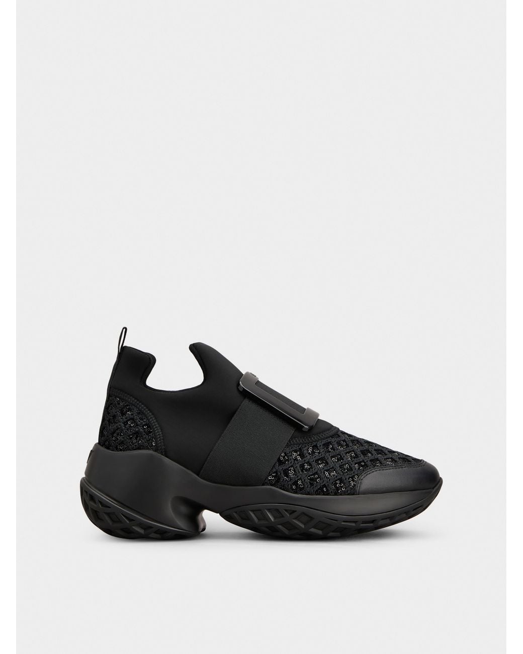 Roger Vivier Black Viv' Run Sneakers With Sequins