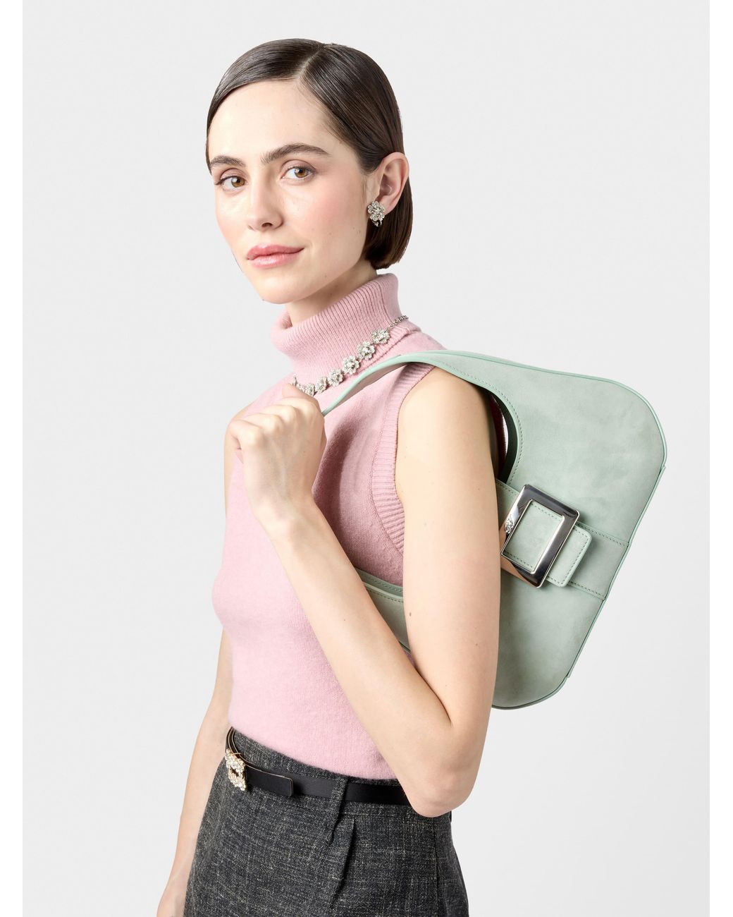 Roger Vivier Green Belle Vivier Hobo Bag