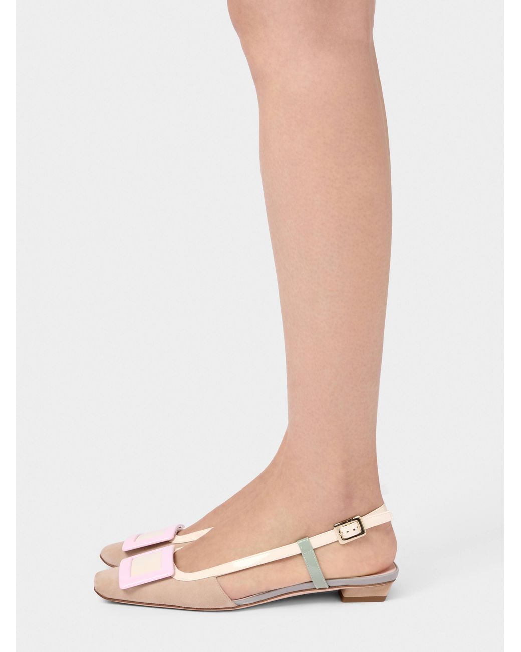 Roger Vivier Natural Belle Vivier Slingback Ballerinas