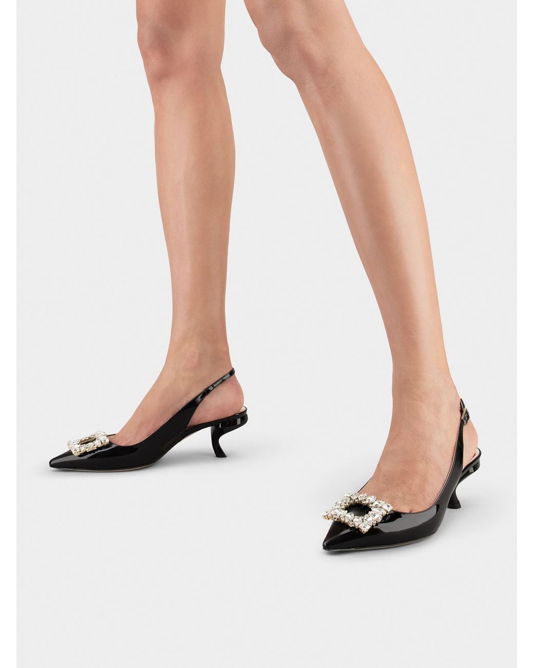 Roger Vivier White Virgule Slingback Pumps