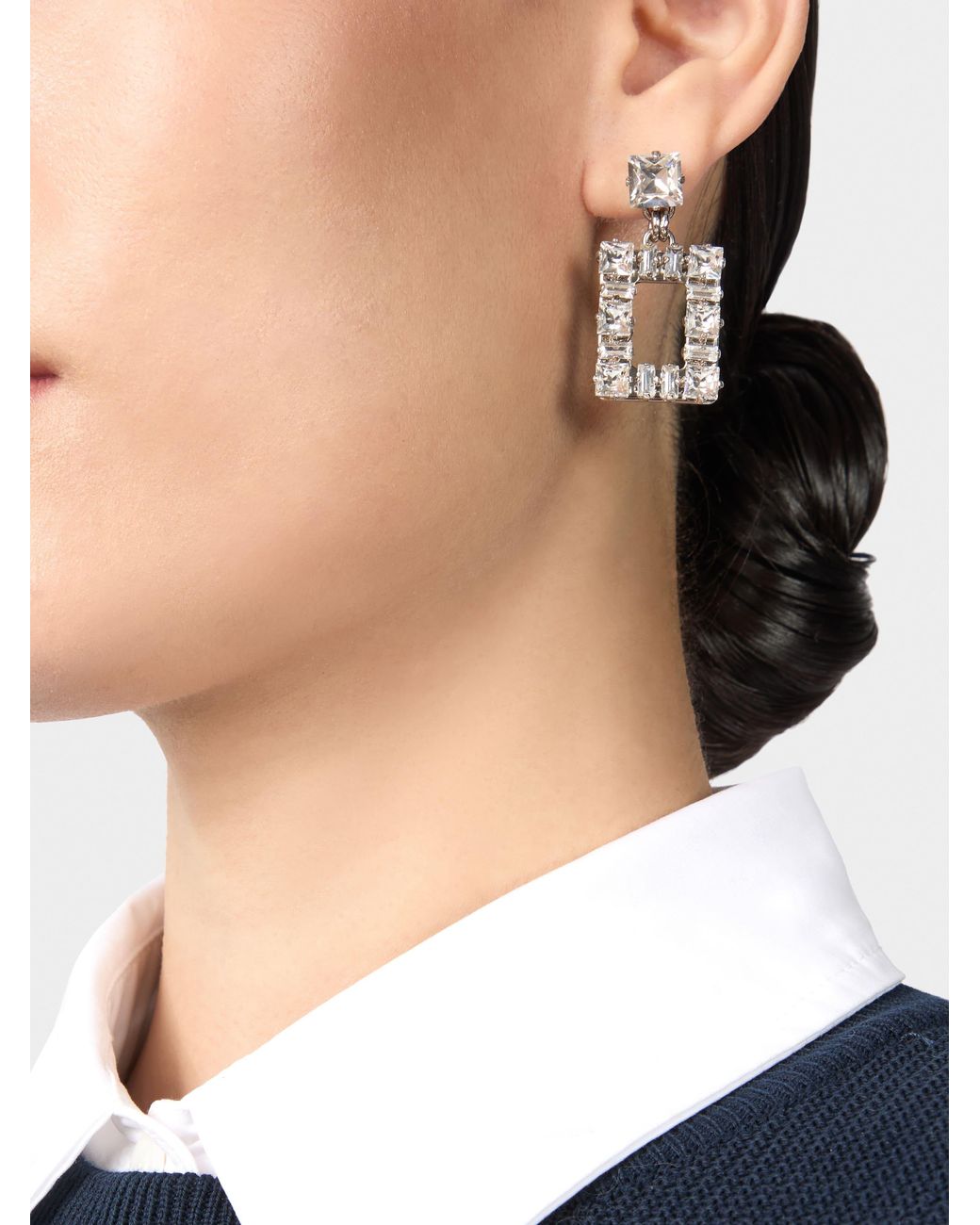 Roger Vivier White Très Vivier Earrings