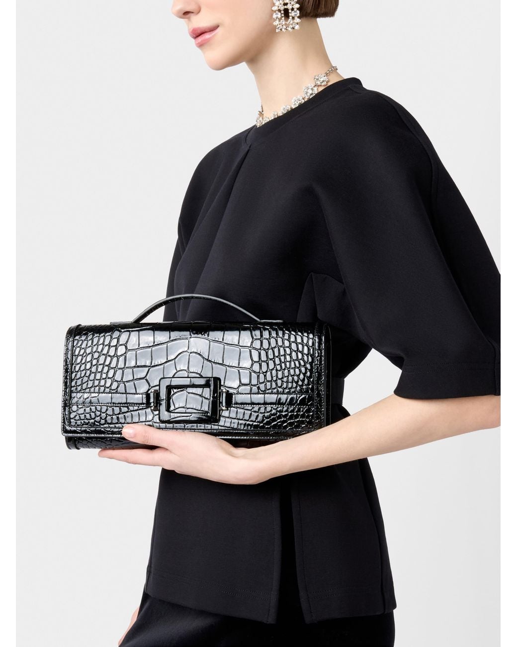 Roger Vivier Black Belle Vivier Clutch