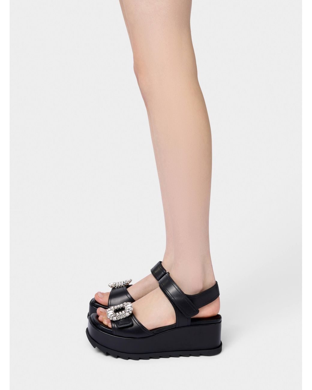Roger Vivier Black Slidy Viv' Wedge Sandals