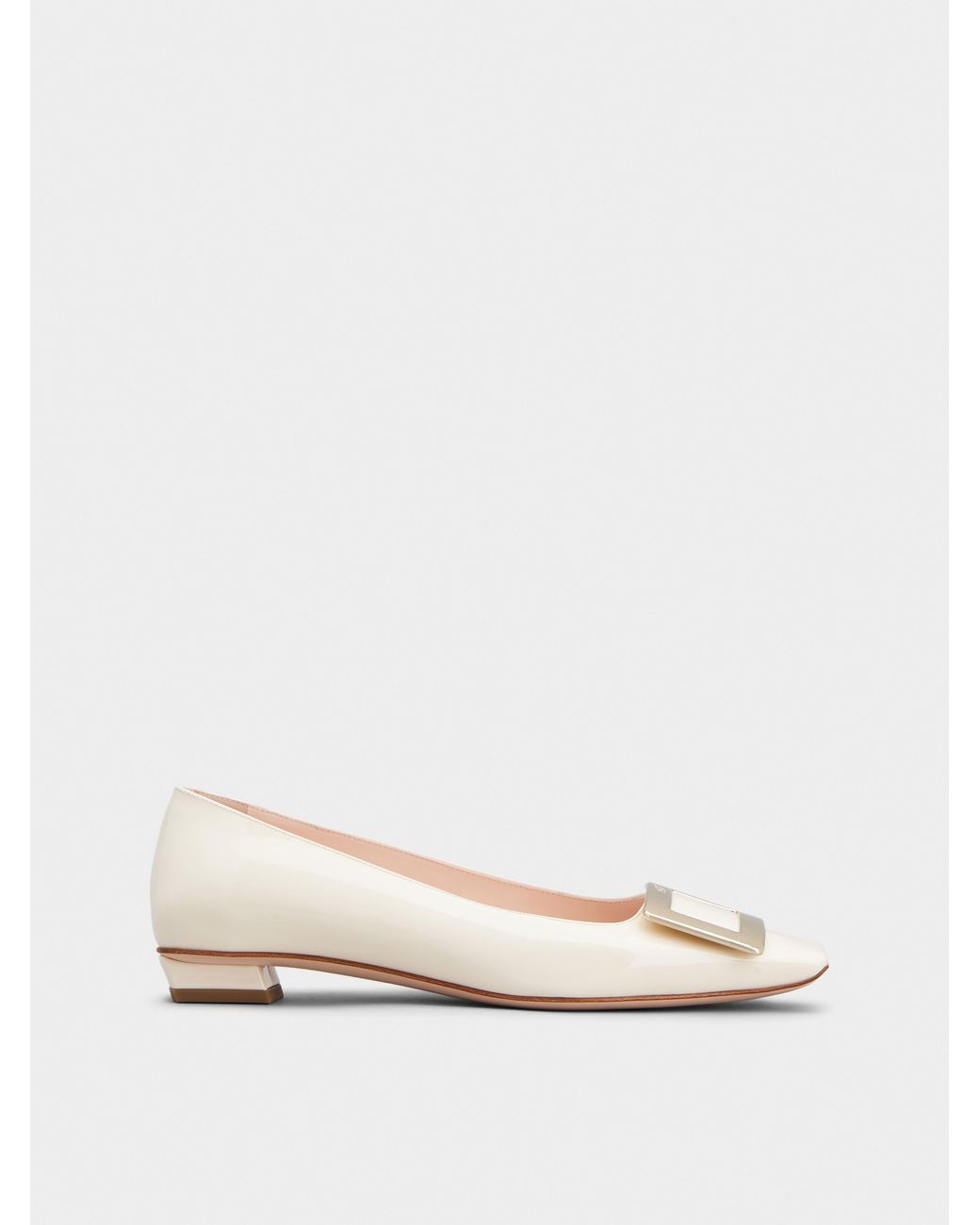 Roger Vivier Natural Belle Vivier Covered Buckle Ballerinas