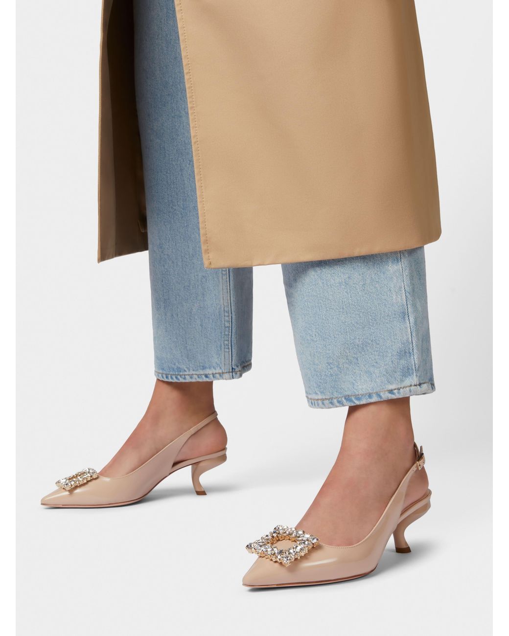 Roger Vivier Natural Virgule Slingback Pumps