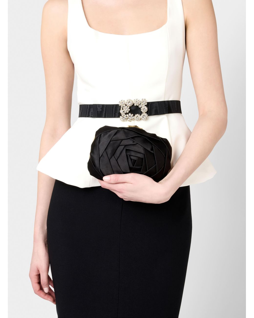 Roger Vivier Black Rose Vivier Clutch