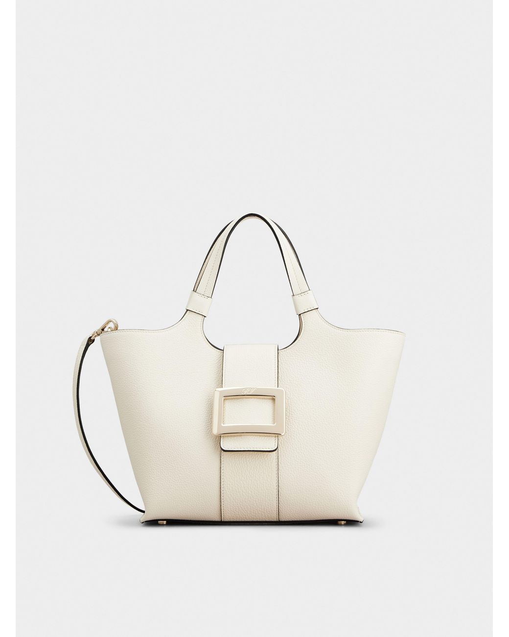 Roger Vivier White Belle Vivier Mini Shopping Bag