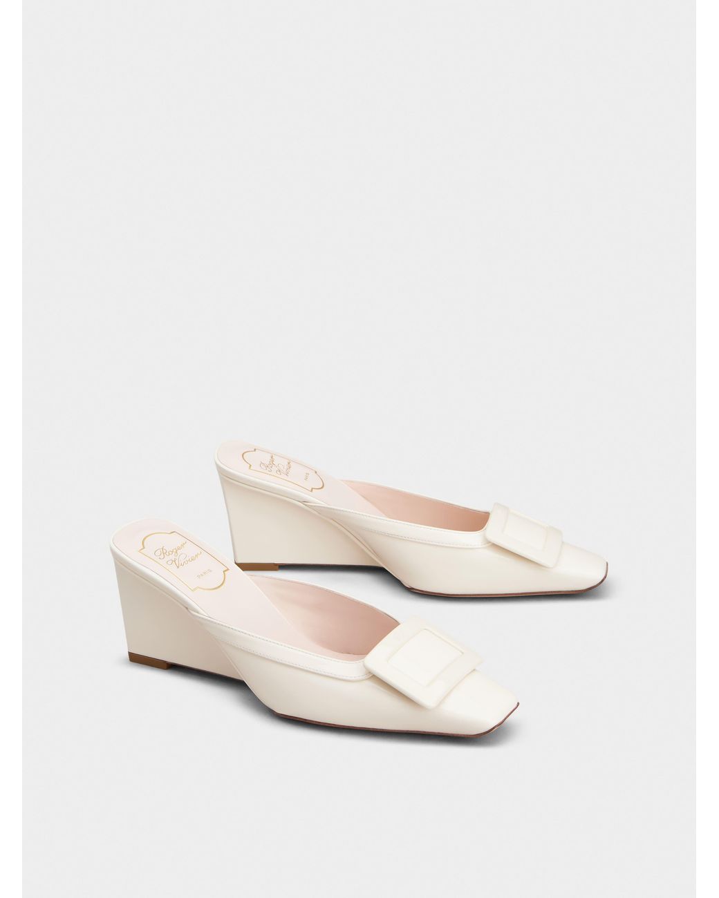 Roger Vivier Natural Belle Vivier Wedge Mules