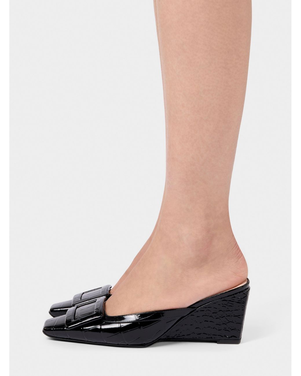 Roger Vivier White Belle Vivier Wedge Mules