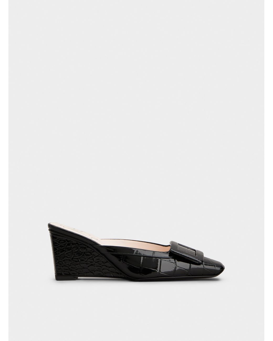 Roger Vivier White Belle Vivier Wedge Mules