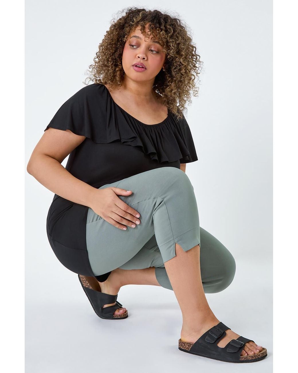 Roman Curve Natural Cropped Stretch Trouser