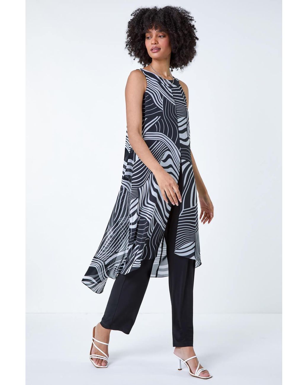 Roman Blue Full Length Printed Overlay Jumpsuit