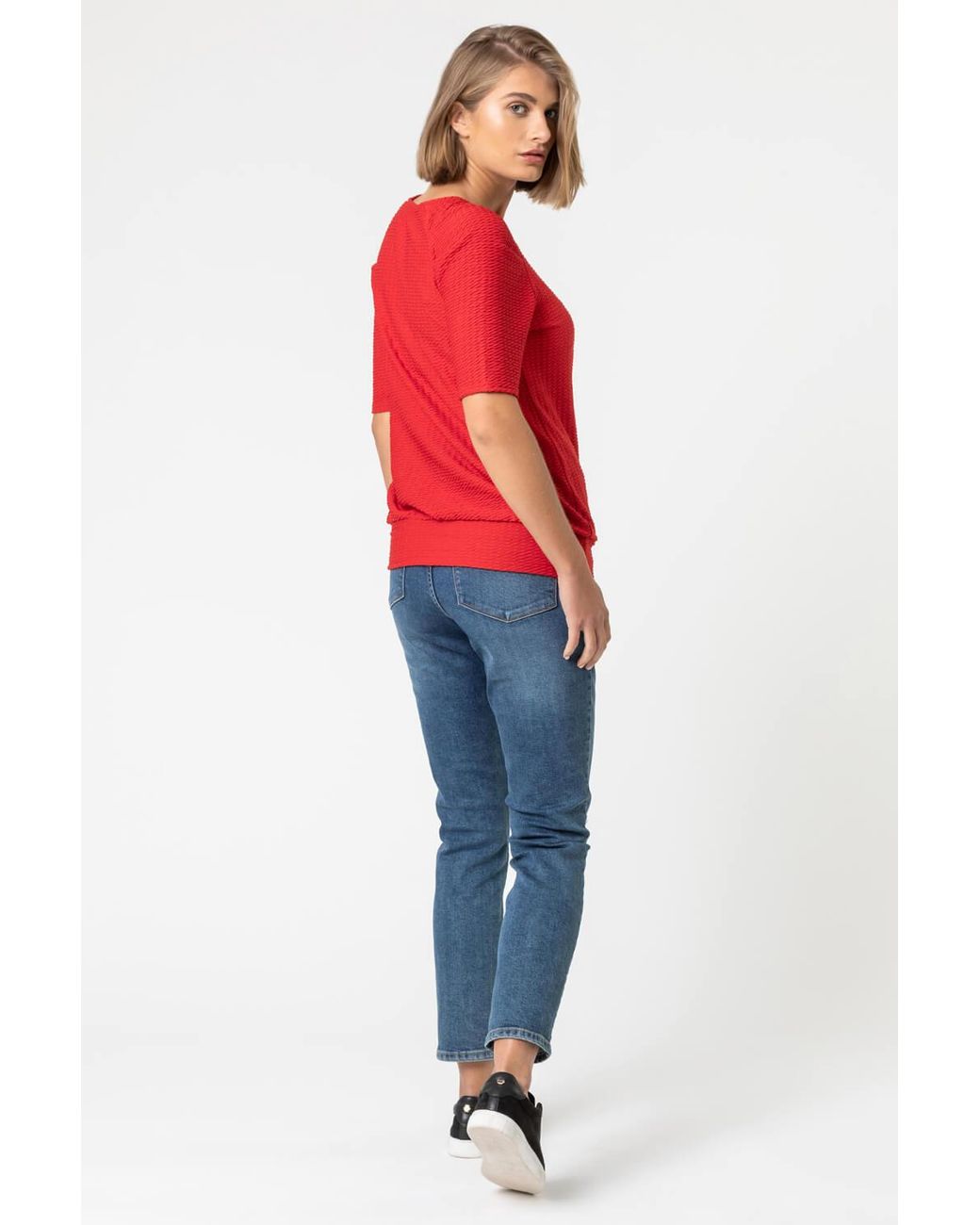 Roman Keyhole Neck Textured Top