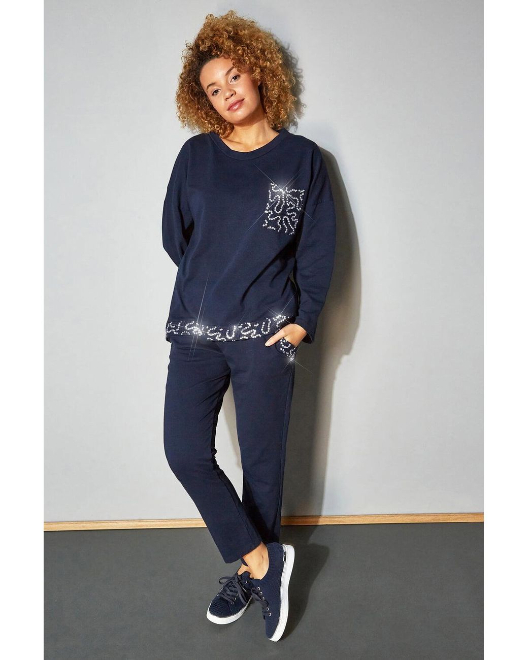 Roman Blue Sequin Pocket Lounge Top