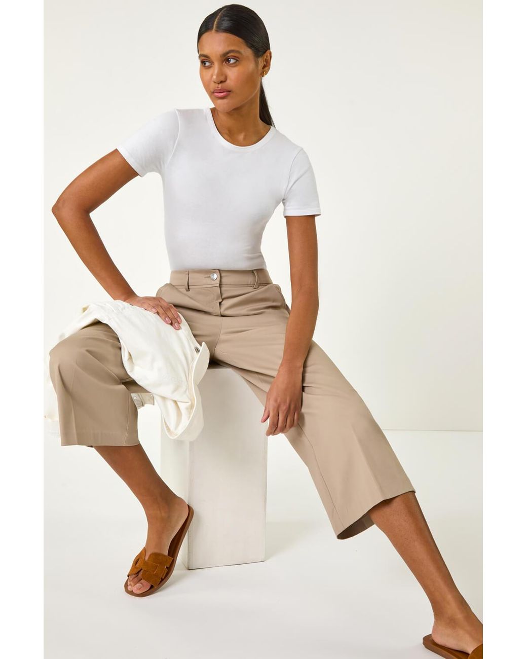 Roman Natural Cotton Culotte Trousers