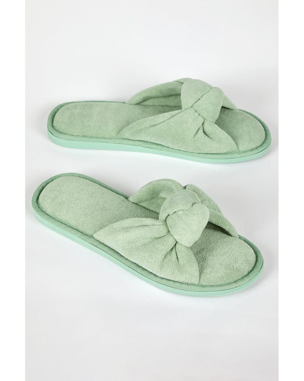 Roman Green Towelling Knot Slipper