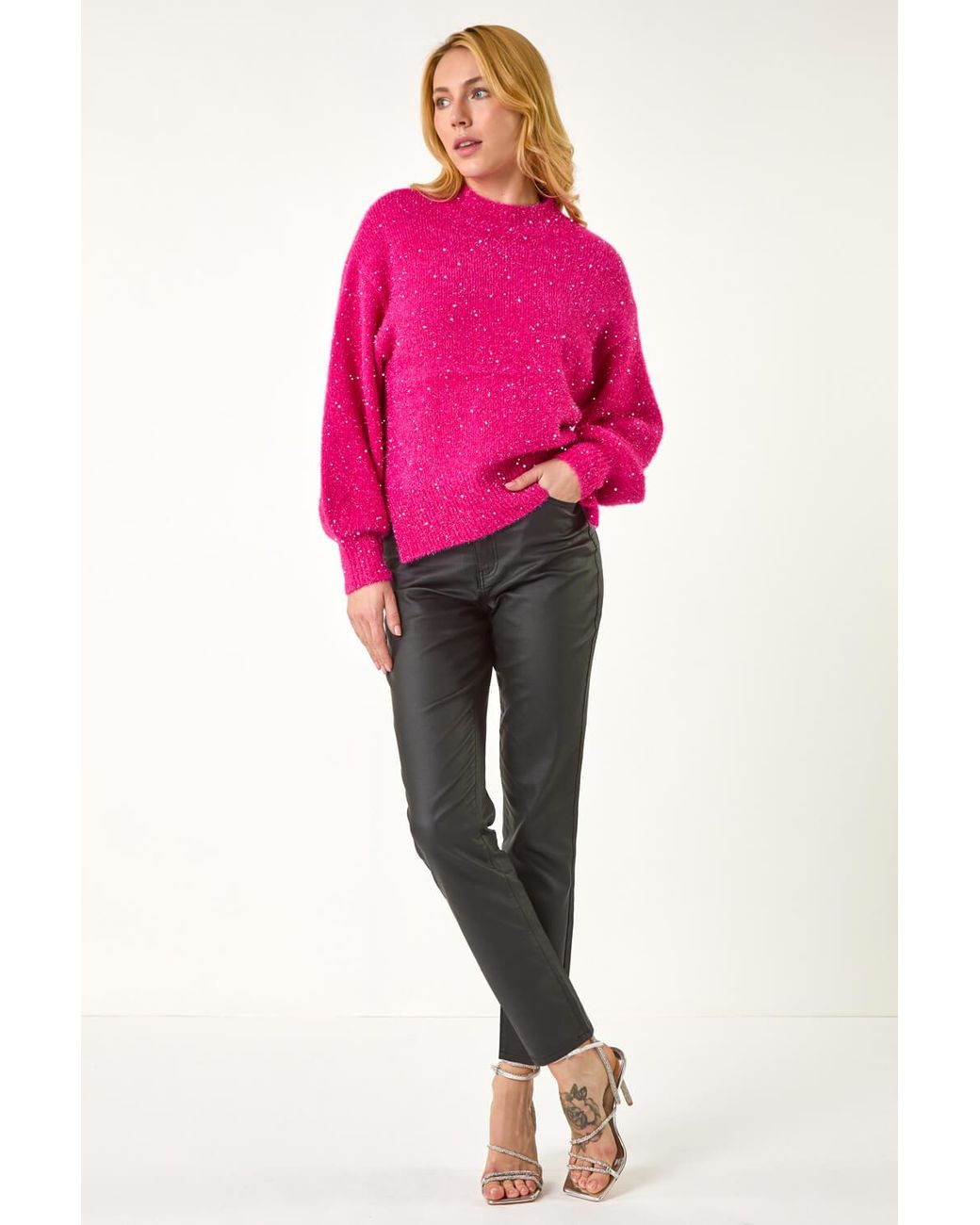 D.u.s.k Pink Shimmer Drop Shoulder Knit Jumper