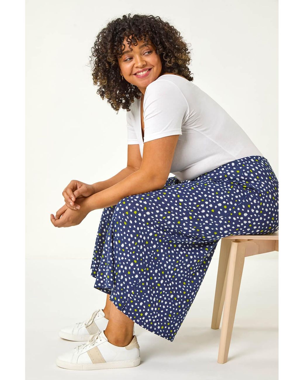 Roman Curve Blue Abstract Spot Culotte