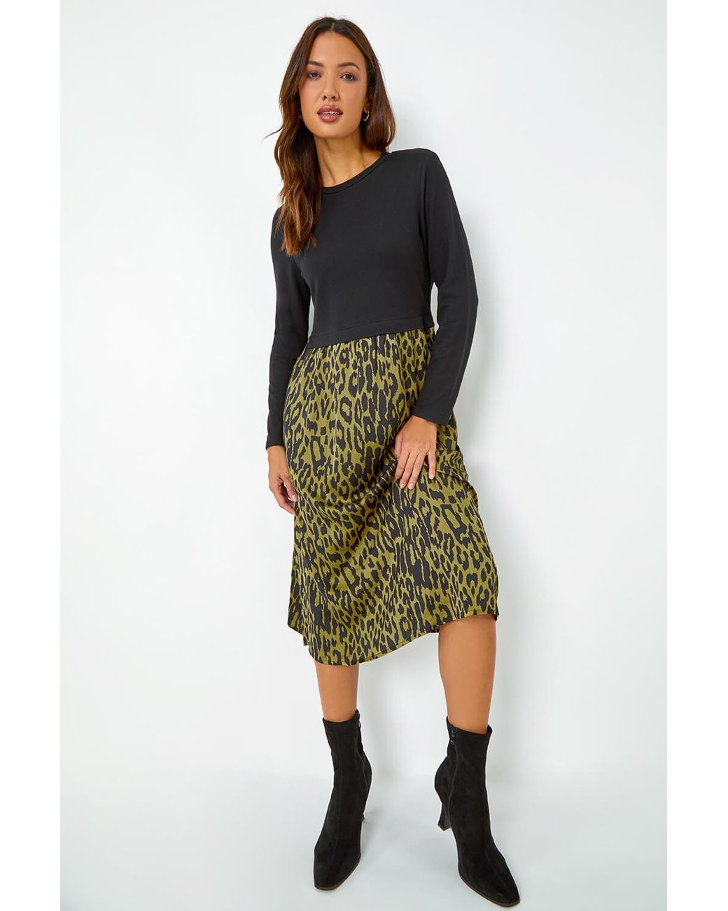 Leopard print knit outlet midi skirt