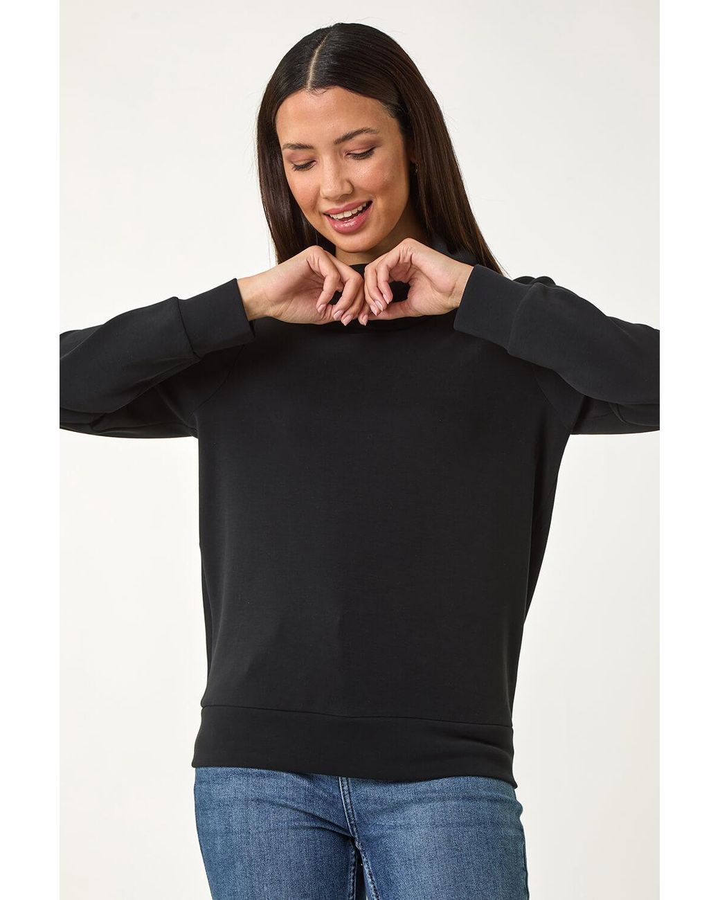 Roman Black Premium Soft Jersey Roll Neck Jumper