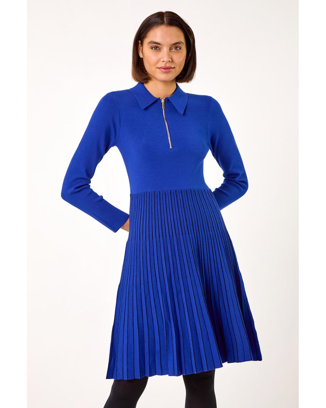 Roman Blue Zip Detail Knitted Dress