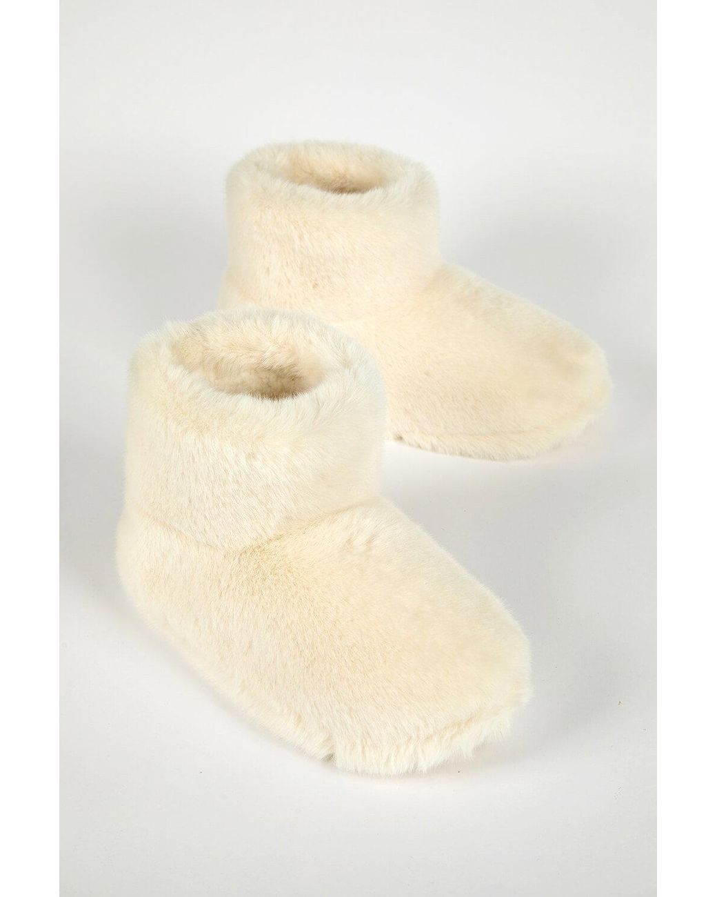 Roman Natural Fluffy Faux Fur Bootie Slipper