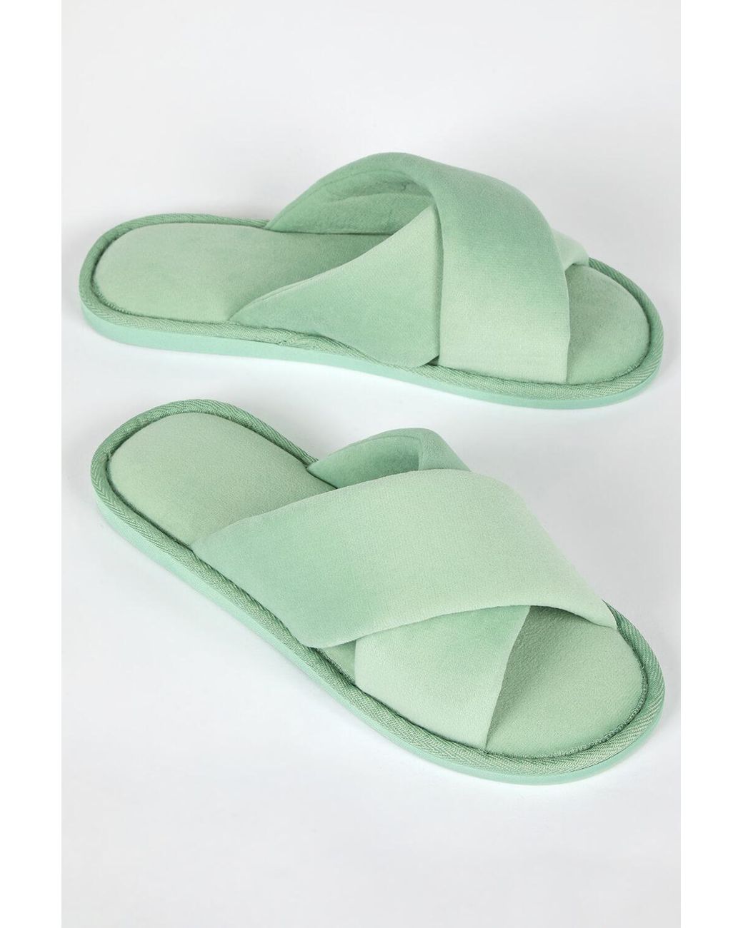 Roman Green Cross Over Open Toe Slipper