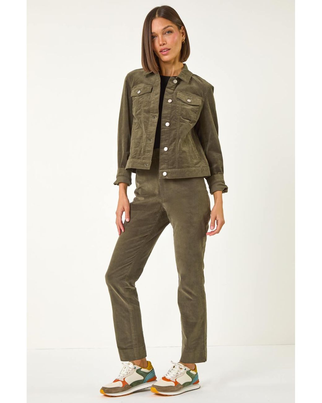 Roman Green Corduroy Pocket Detail Stretch Jacket
